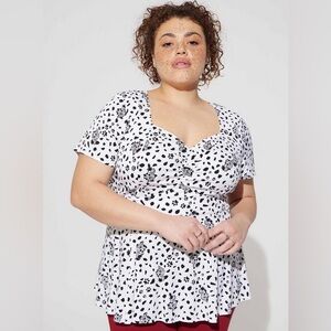 Disney Villains Cruella Peplum Stretch Challis Blouse